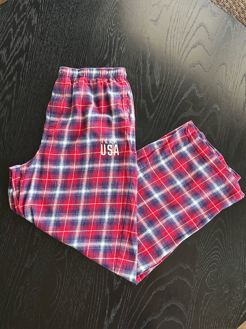 SKIMS Team USA Plaid Pajama Pants Women’s Medium Olympic Sleep Lounge Red Blue